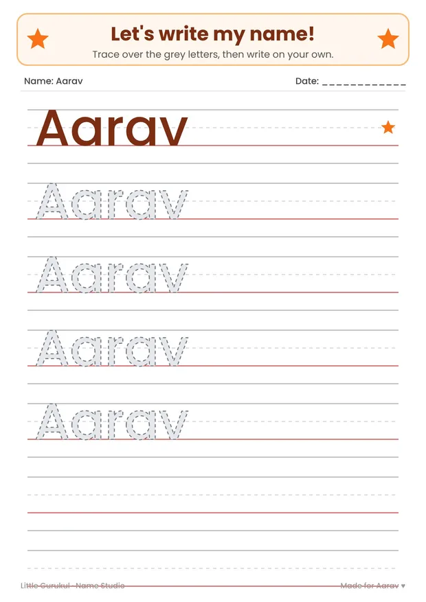 Name tracing with child's name